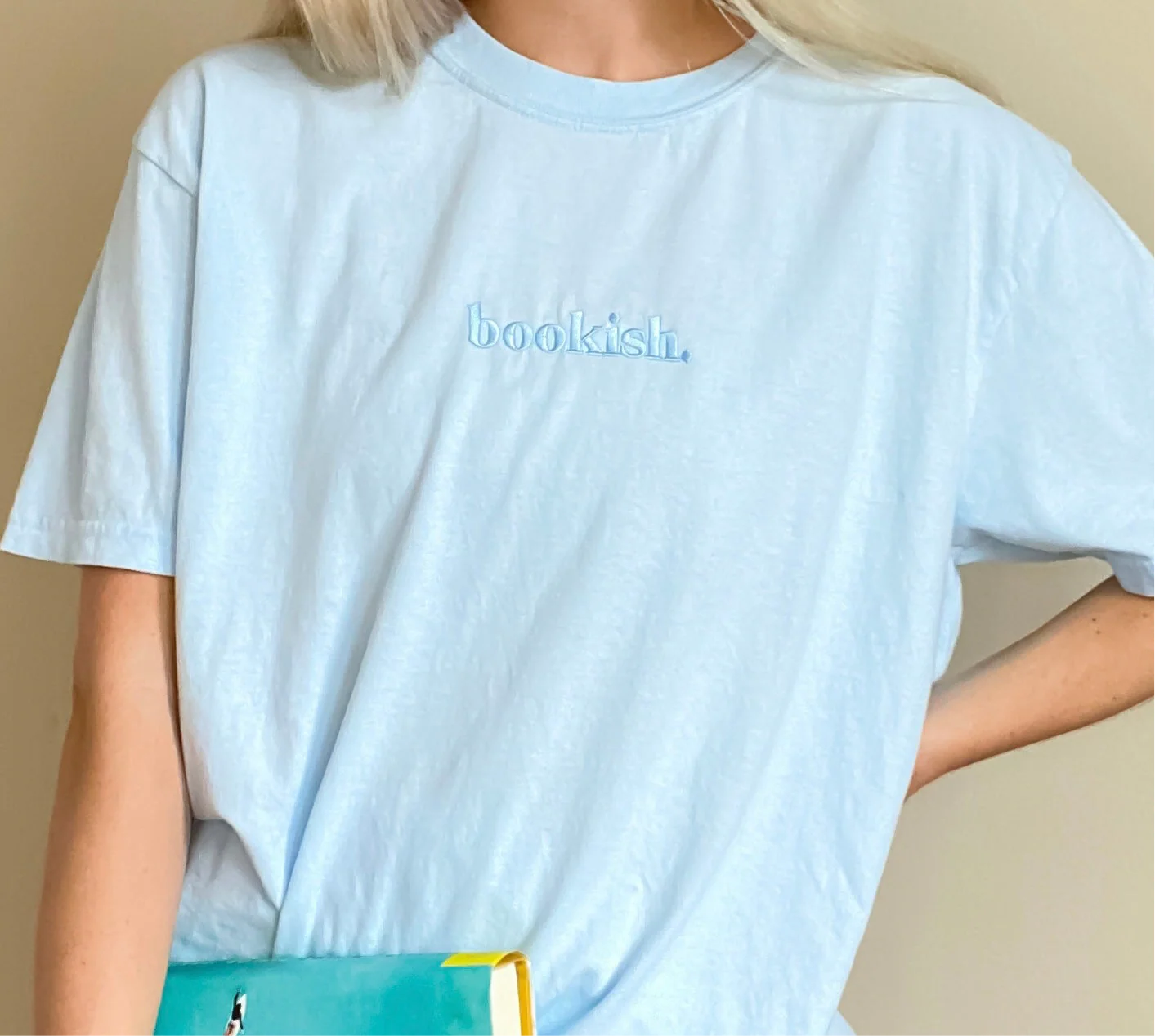 Bookish. Embroidered Tee - Chambray